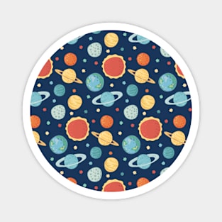 Cute planets in space pattern Magnet